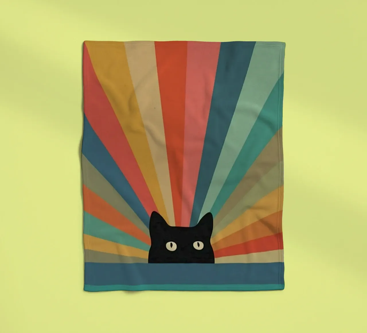 black cat in colorful shade coperta in pile da comura