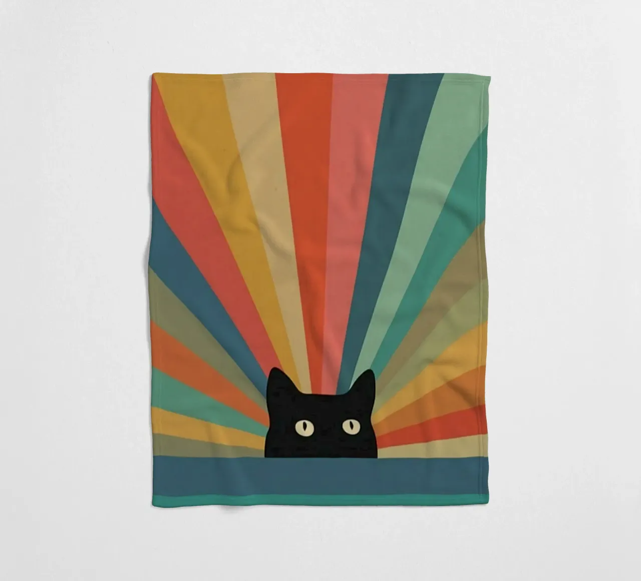 black cat in colorful shade coperta in pile da comura