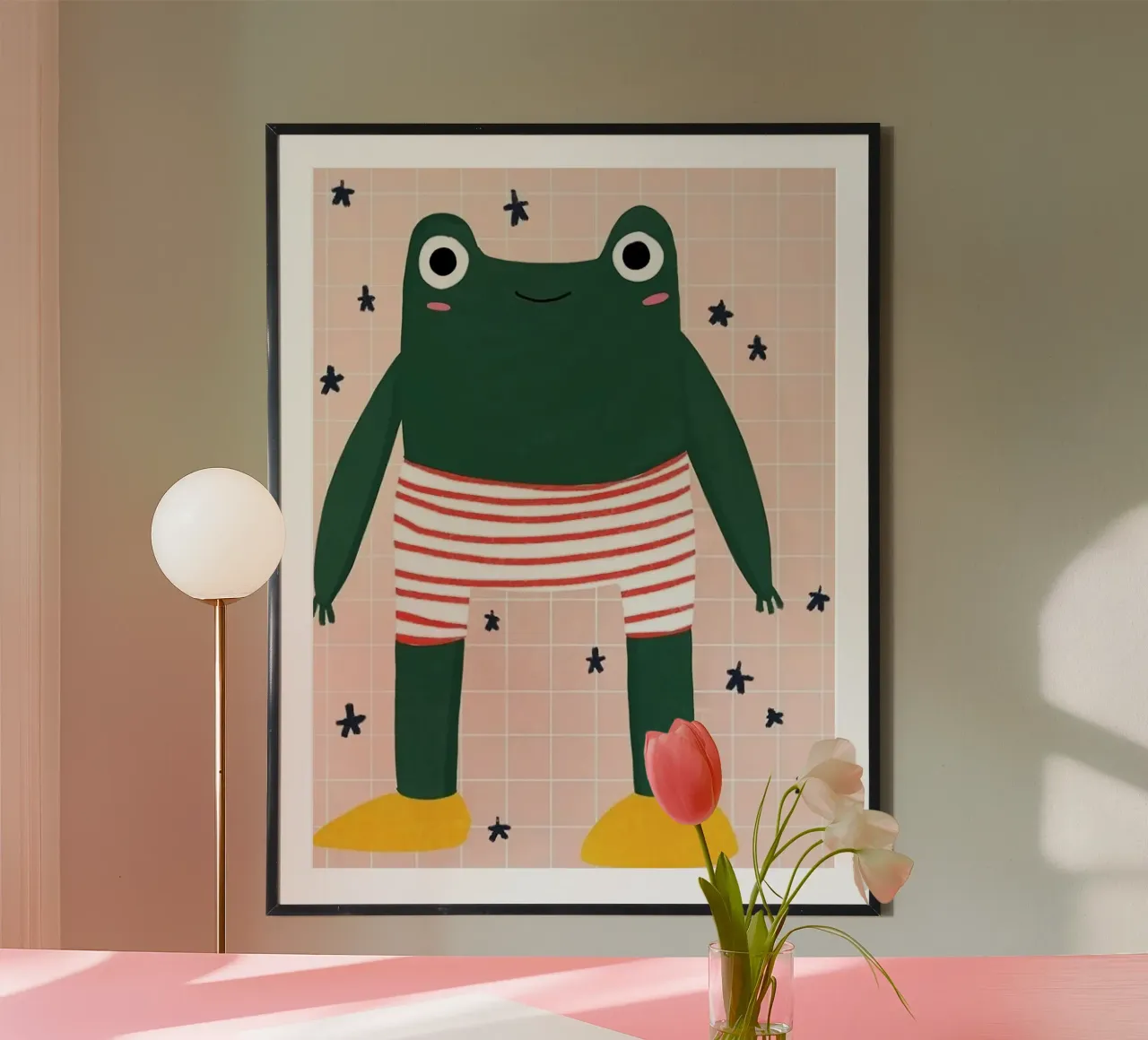 frog in funny pant poster con telaio in plastica da Josum