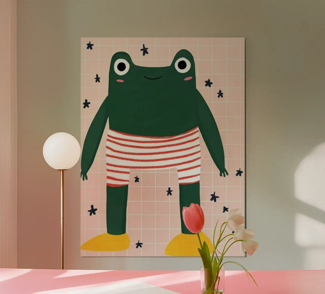 frog in funny pant poster con telaio in plastica da Josum