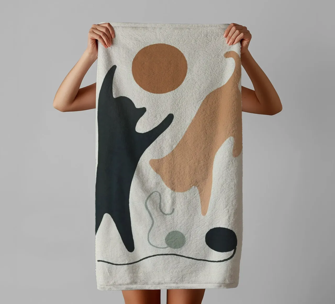 naughty cat play shape asciugamano da bagno da comura