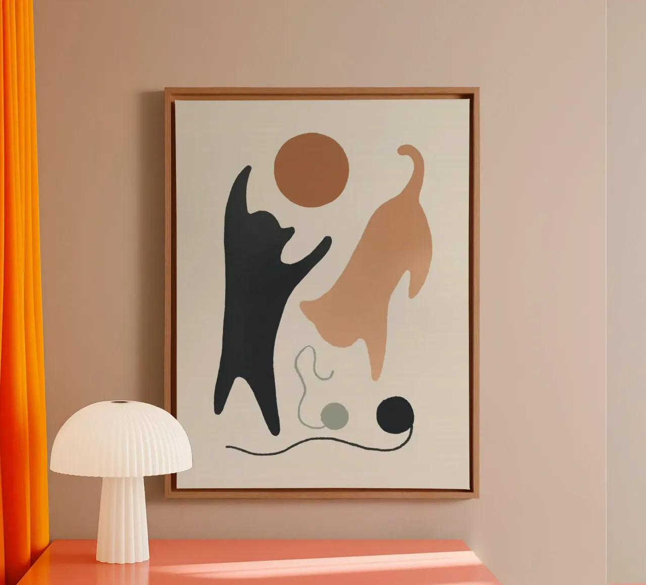 naughty cat play shape tela con Cornice a cassetta da comura
