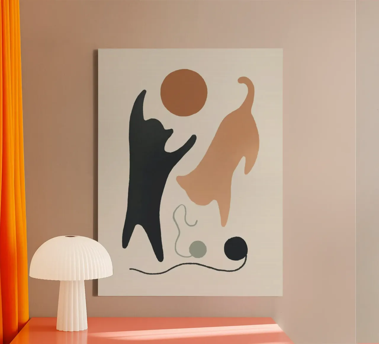 naughty cat play shape tela con Cornice a cassetta da comura