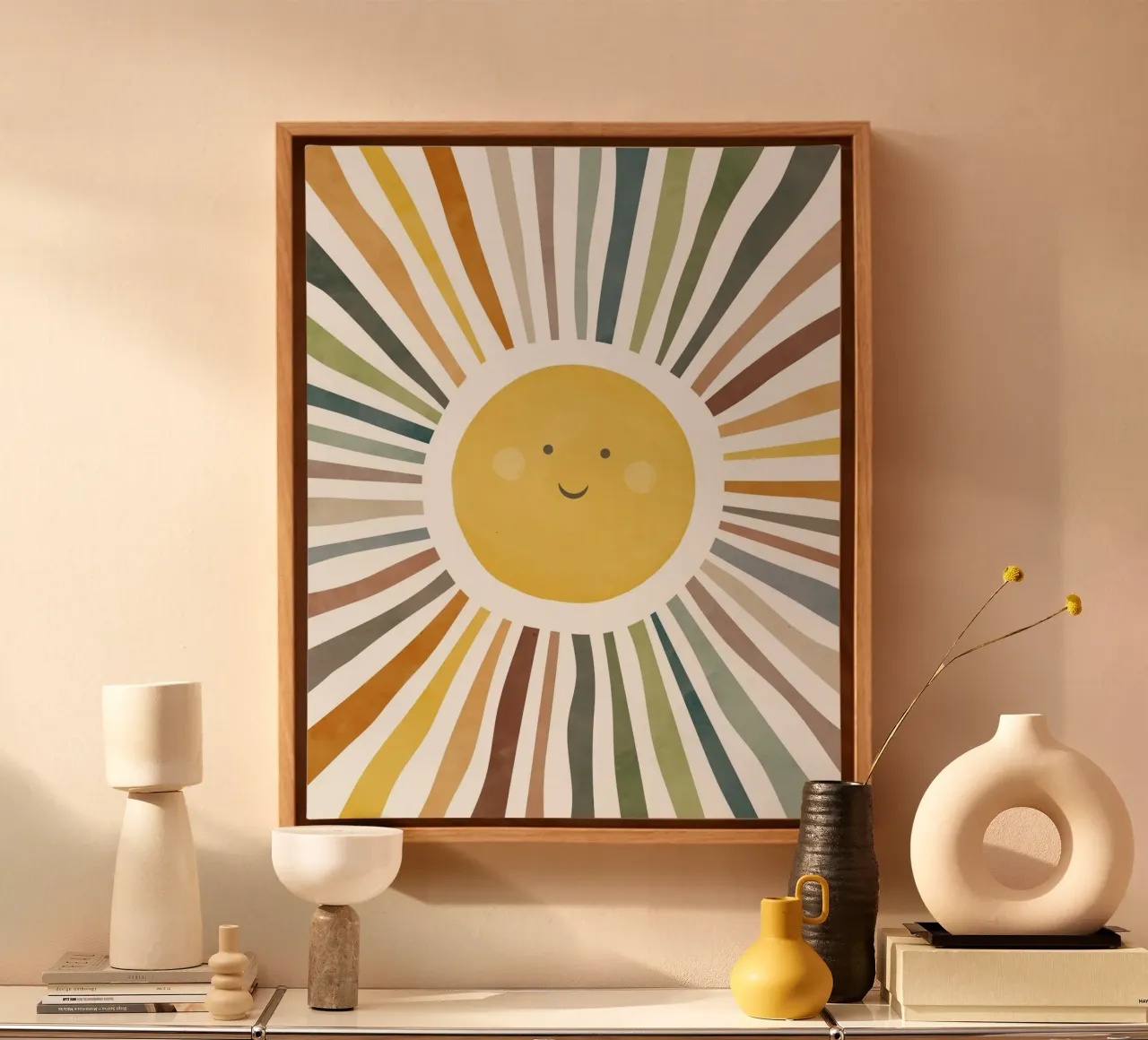 sun shine line colorful tela con Cornice a cassetta da comura
