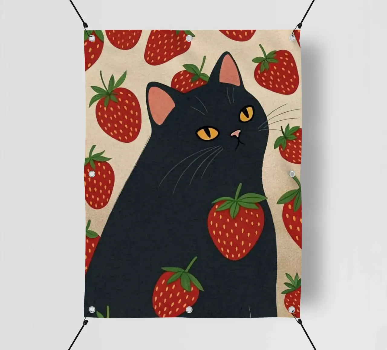 cat with strawberry shape telo in pvc da comura
