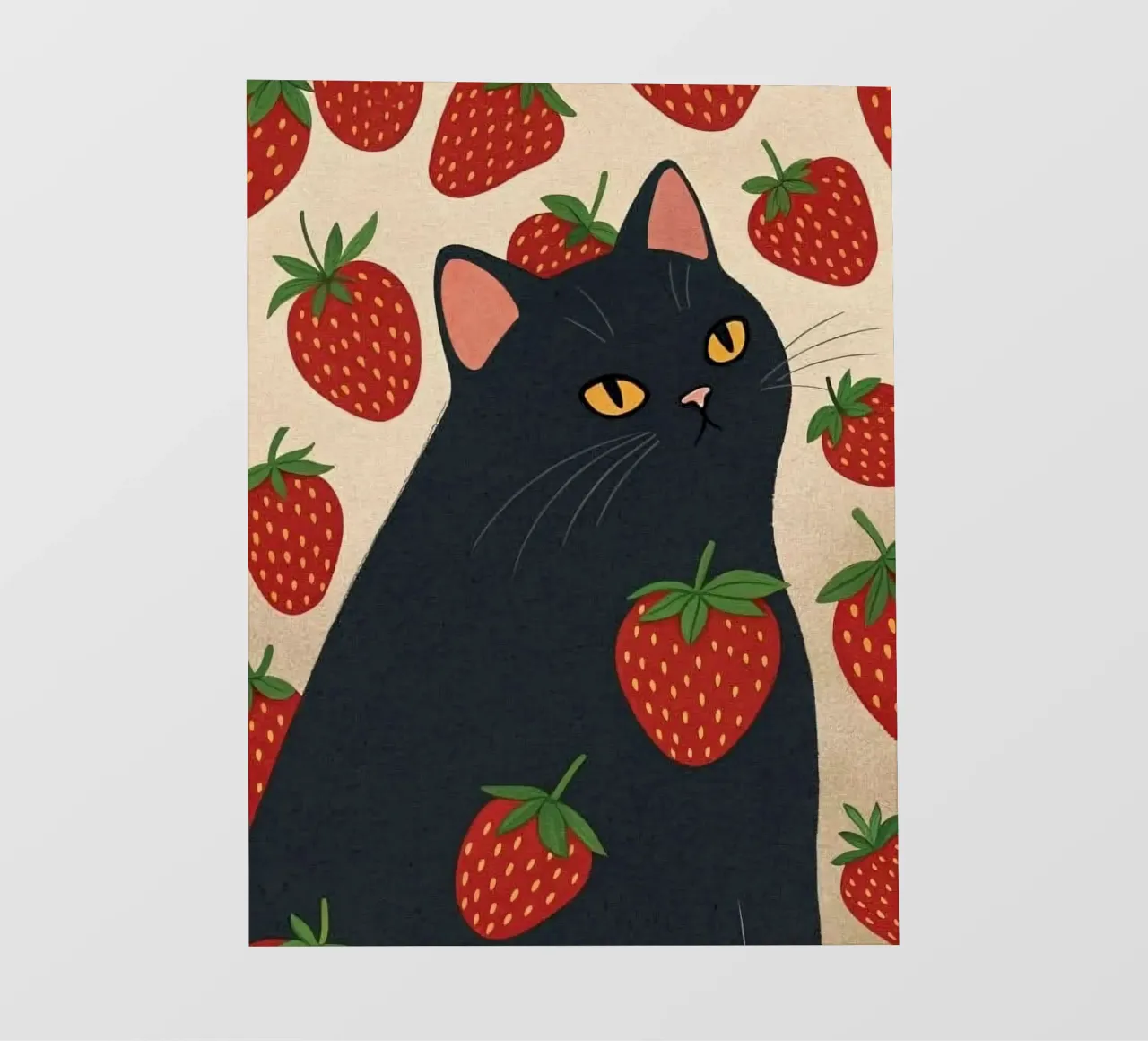 cat with strawberry shape telo in pvc da comura