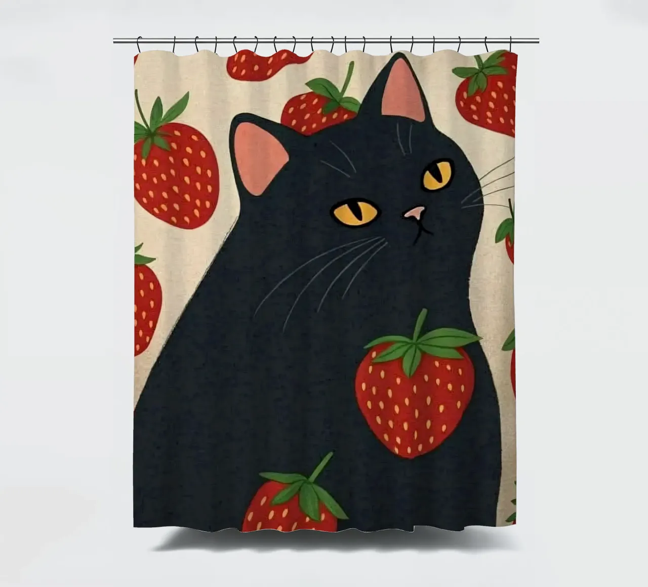 cat with strawberry shape tenda da doccia da comura