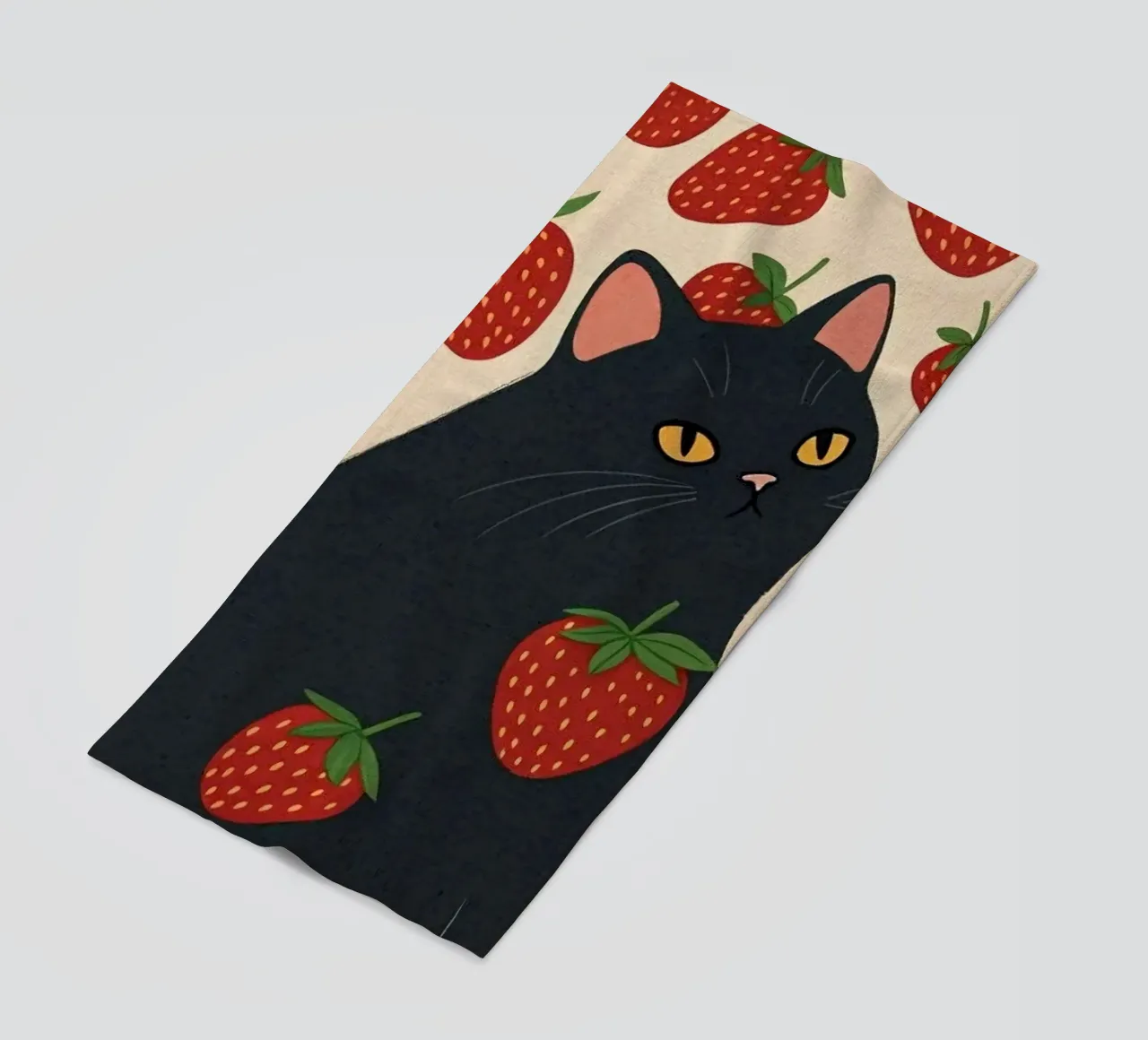 cat with strawberry shape telo mare da comura