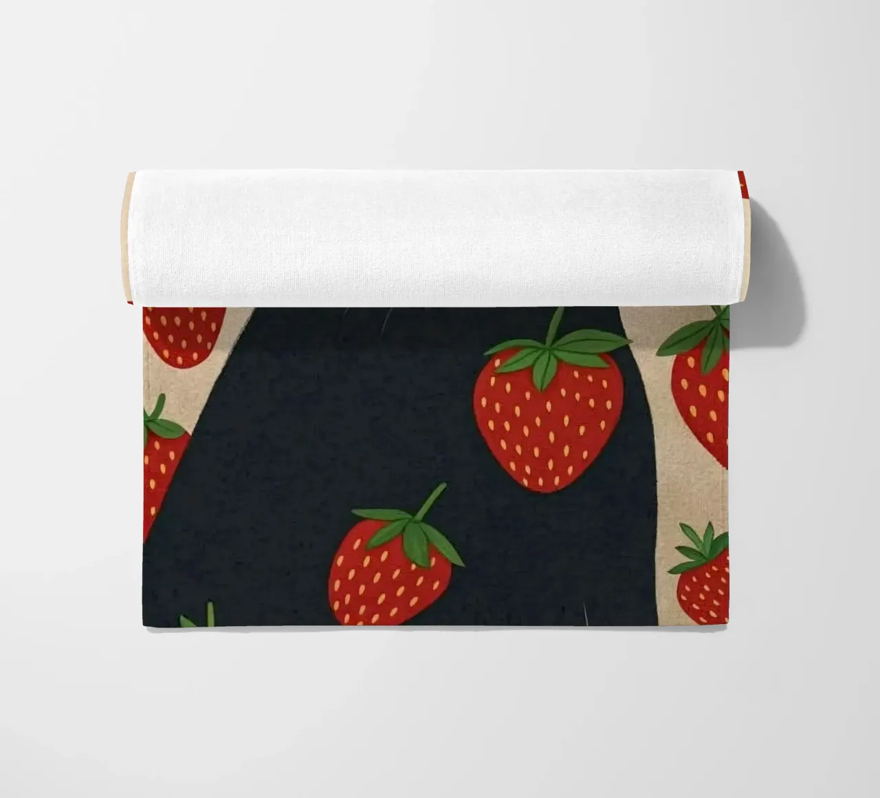 cat with strawberry shape telo mare da comura