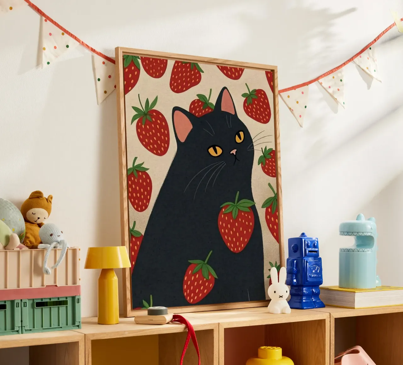 cat with strawberry shape plexiglass da comura