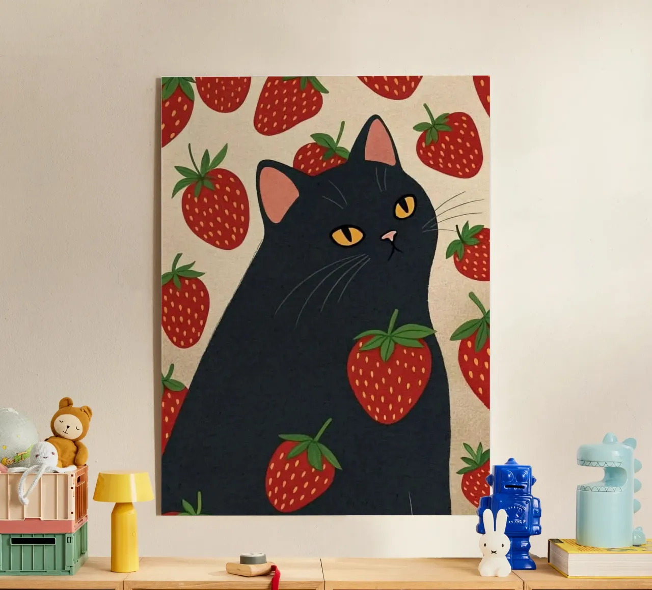 cat with strawberry shape plexiglass da comura