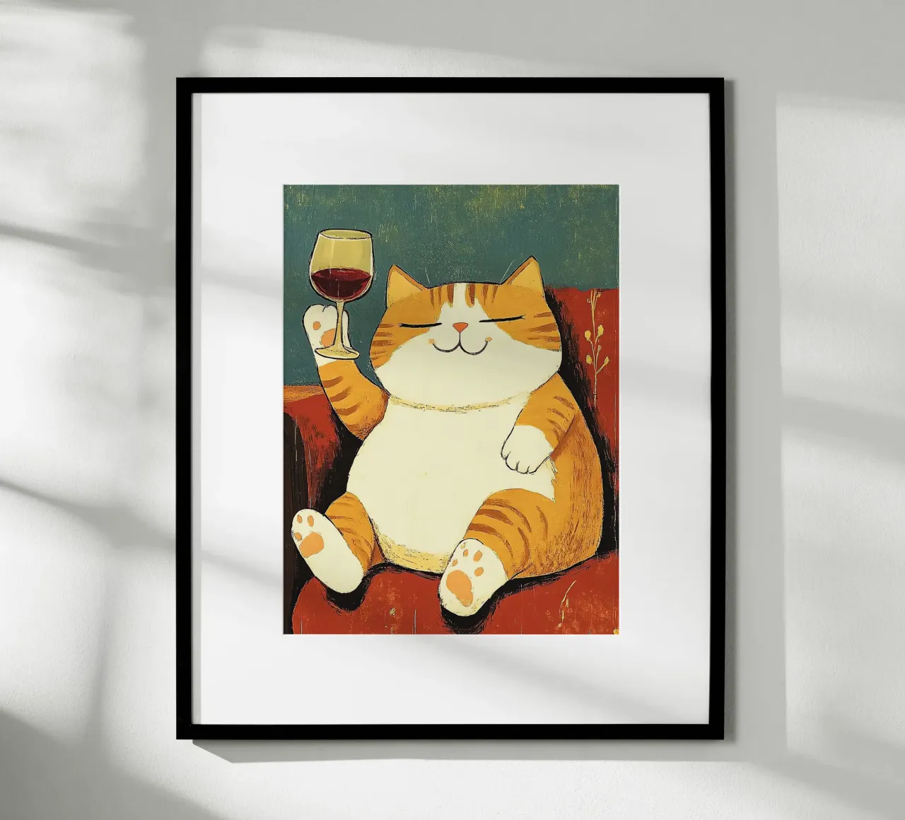 Un gatto grasso giace sul divano poster da Arjun