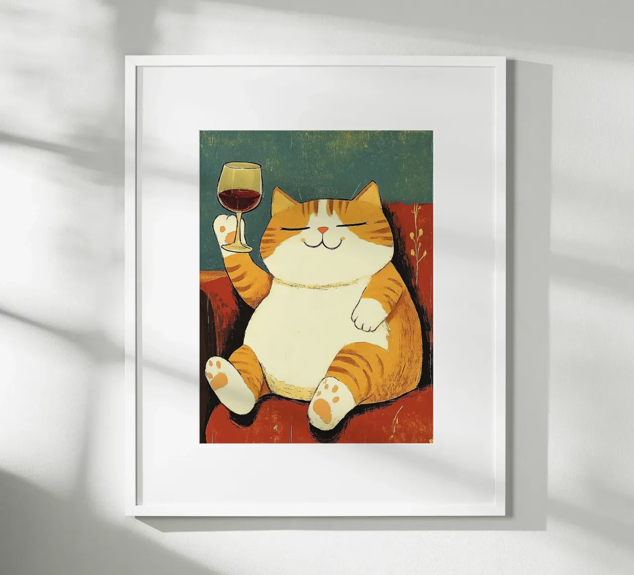 Un gatto grasso giace sul divano poster da Arjun