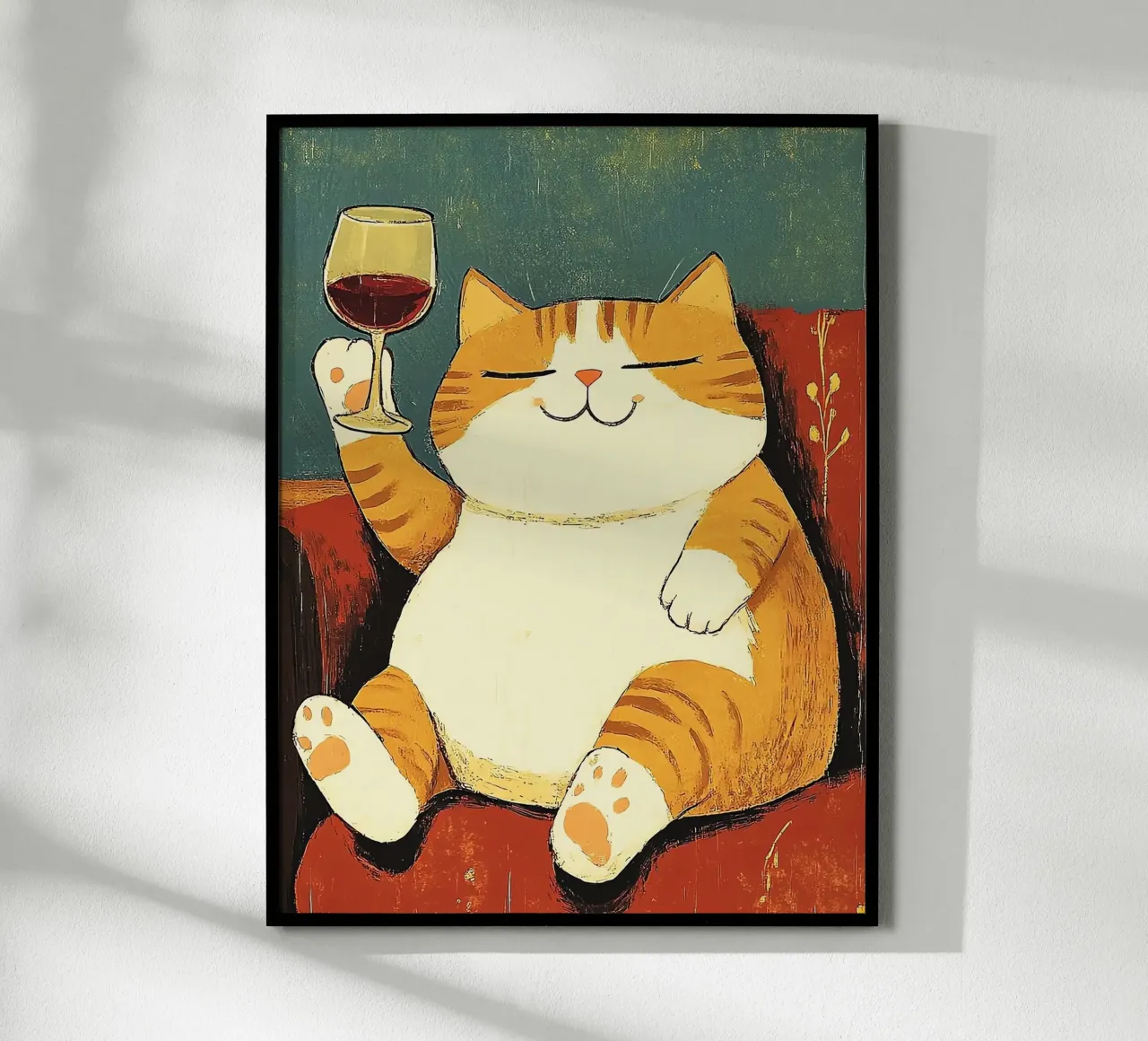 Un gatto grasso giace sul divano poster da Arjun