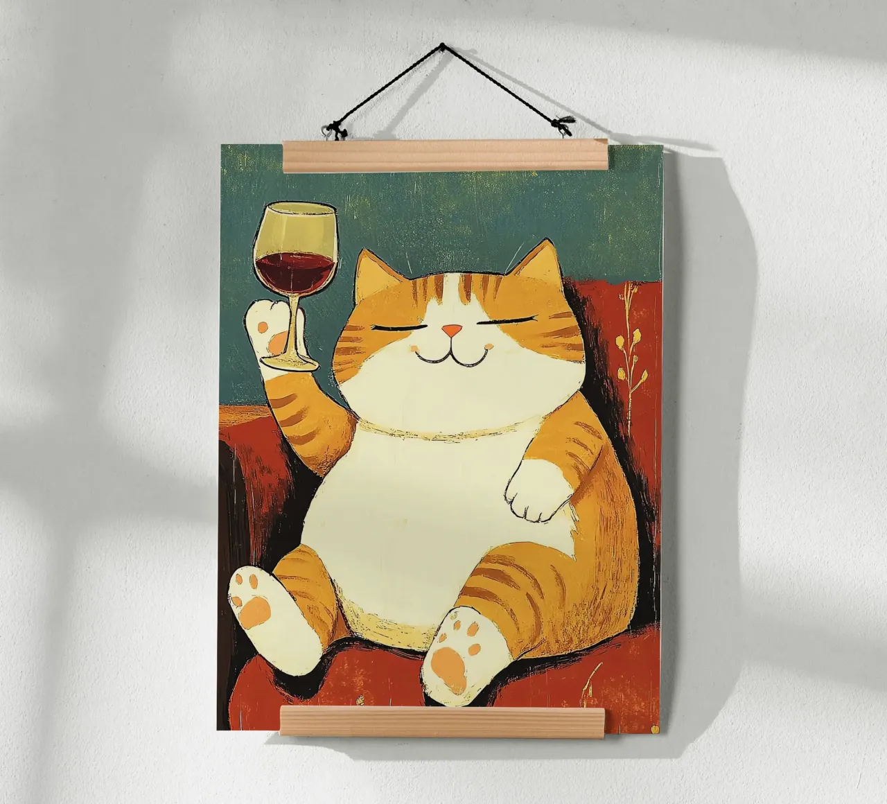 Un gatto grasso giace sul divano poster da Arjun