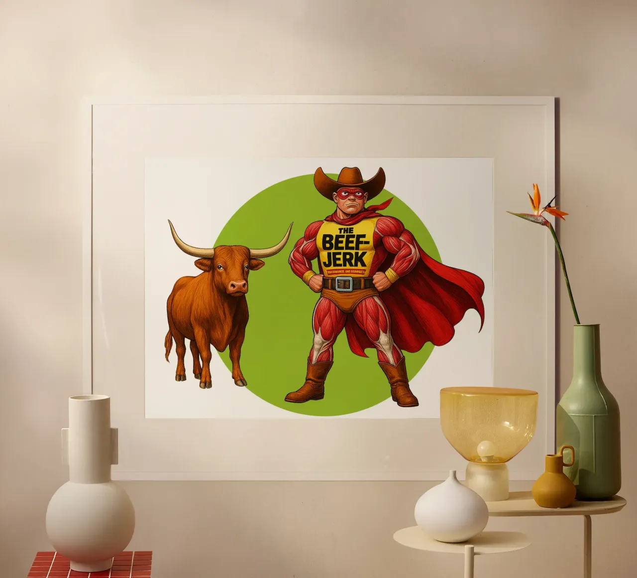 THE BEEF JERK poster con telaio in alluminio da Vintage Van Gogh