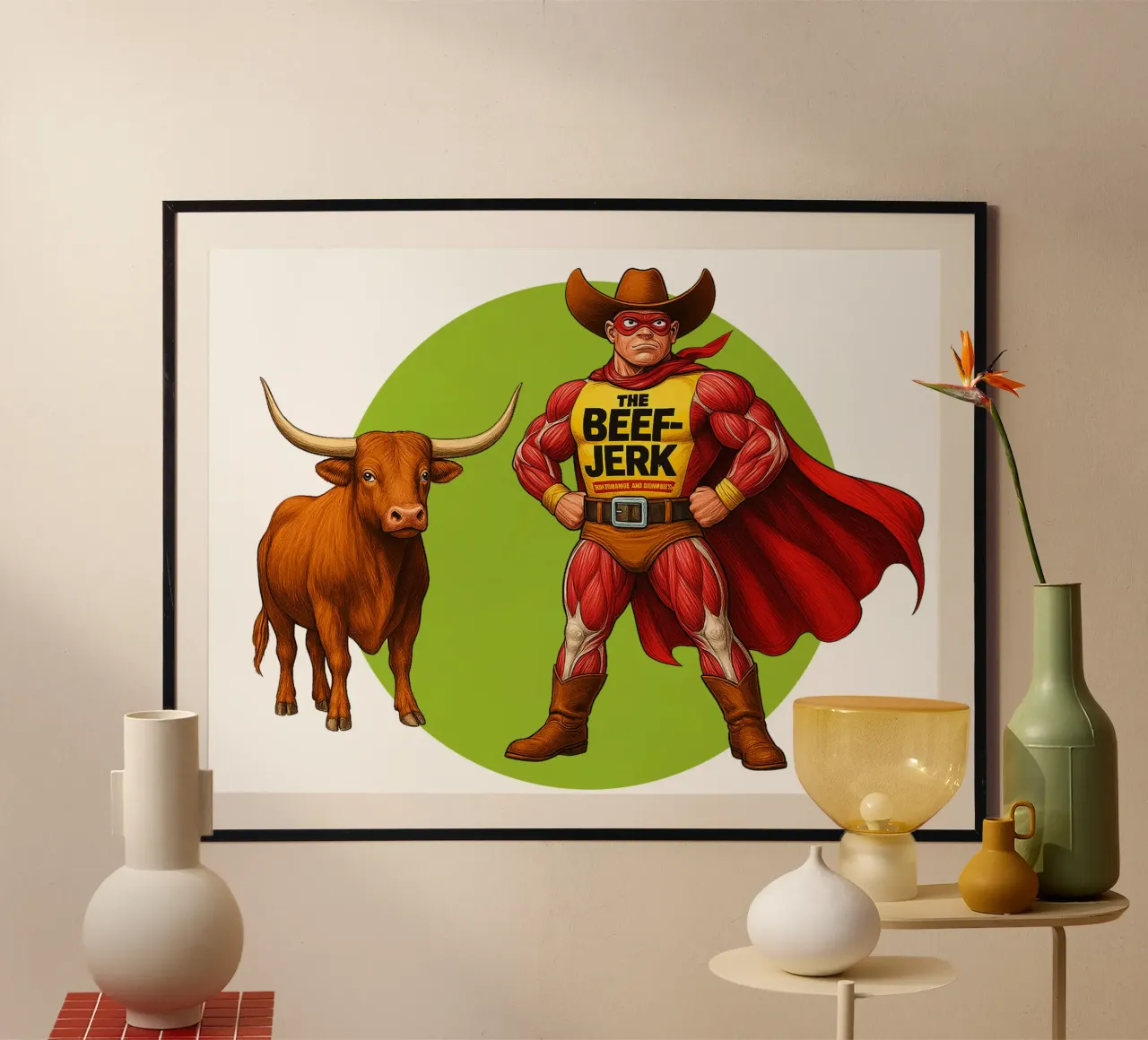 THE BEEF JERK poster con telaio in alluminio da Vintage Van Gogh
