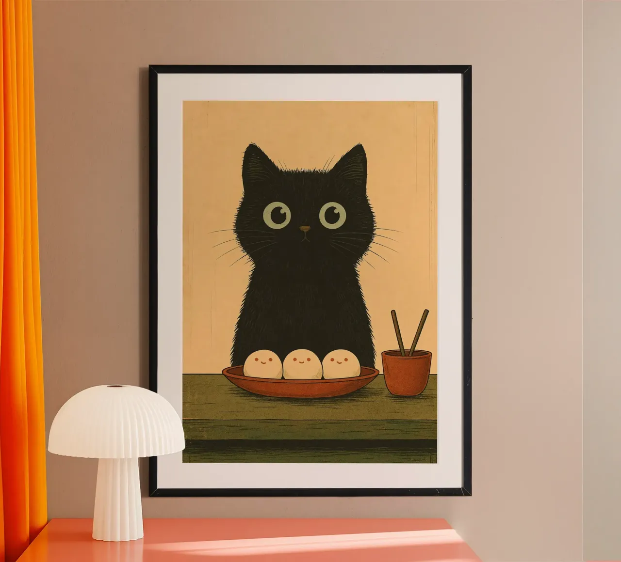 Bezaubernde schwarze Katze Sushi Poster von Arjun