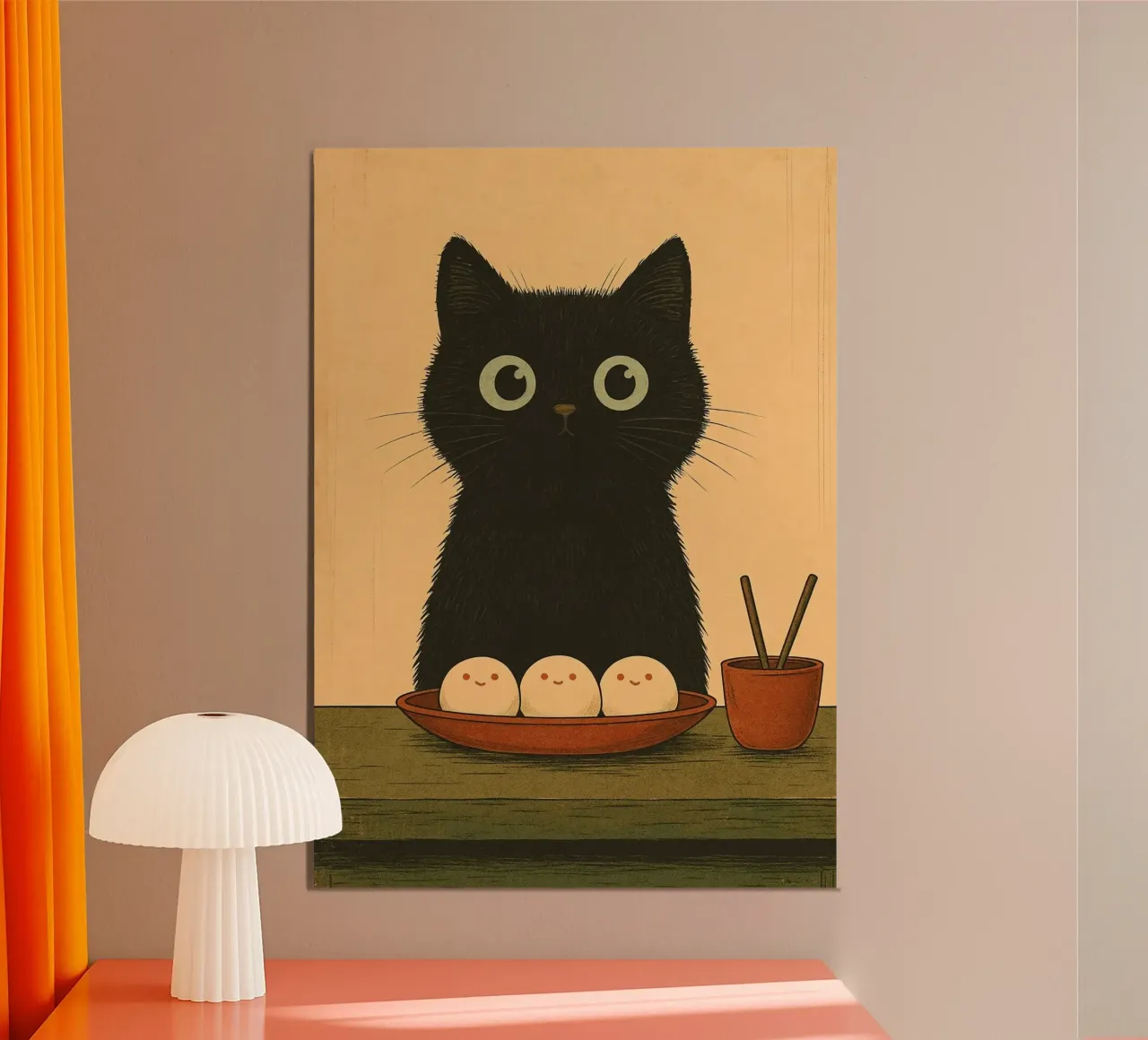 Bezaubernde schwarze Katze Sushi Poster von Arjun