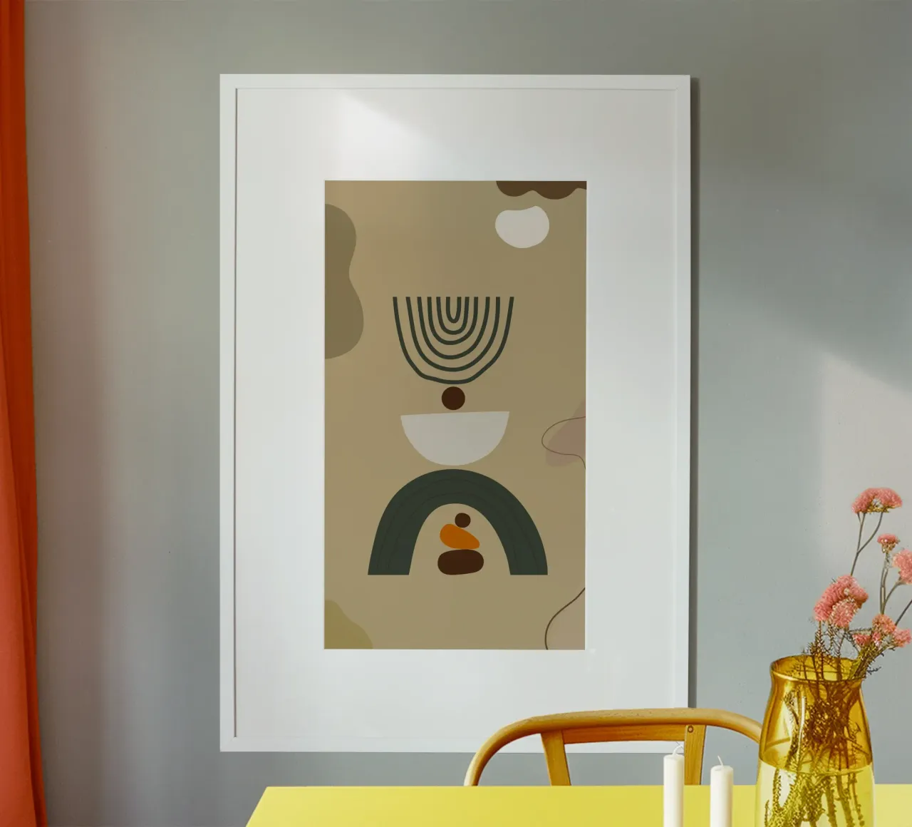 blance curve shape circle poster con telaio in plastica da mardaven