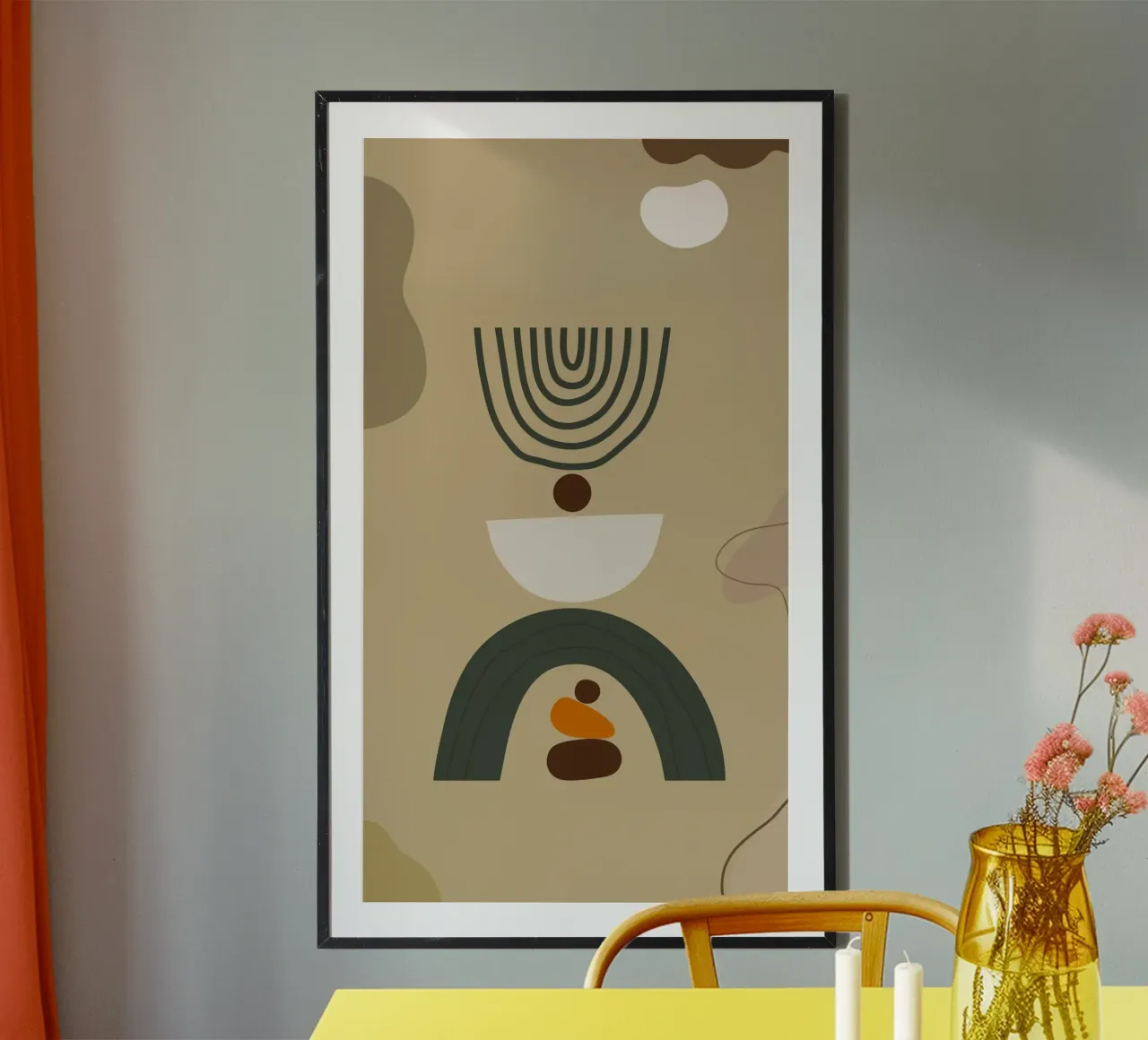 blance curve shape circle poster con telaio in plastica da mardaven