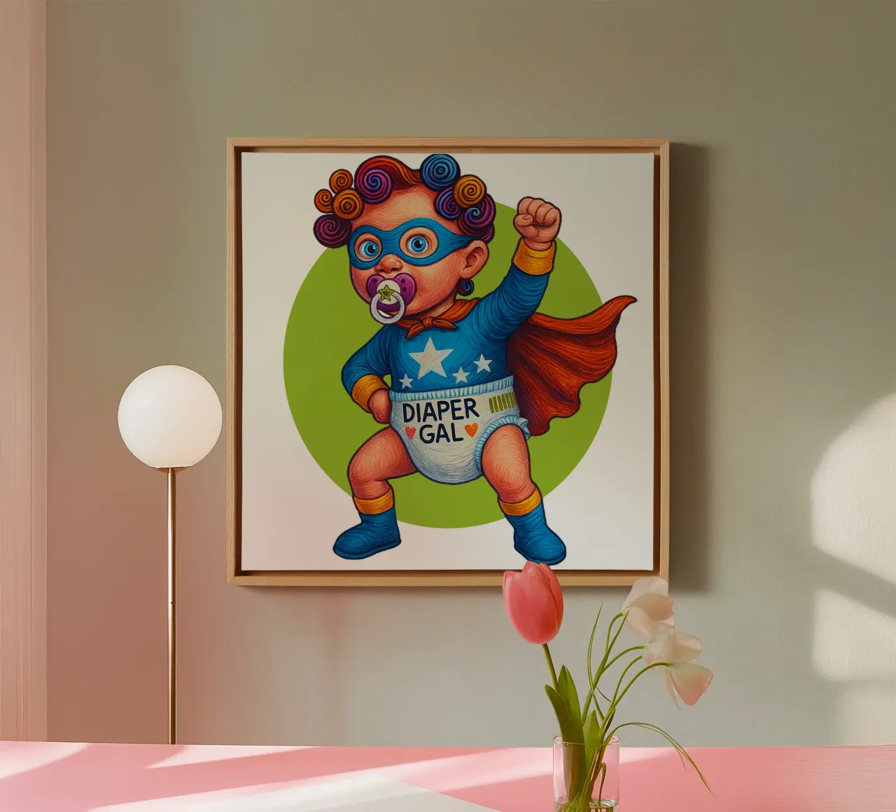DIAPER GAL canvas with Floater frame by Vintage Van Gogh