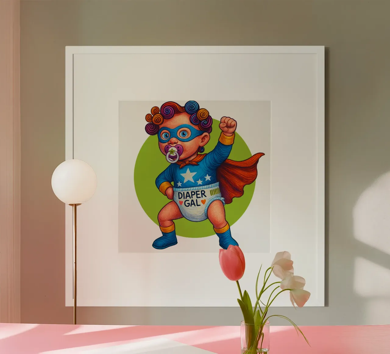 DIAPER GAL poster con telaio in alluminio da Vintage Van Gogh