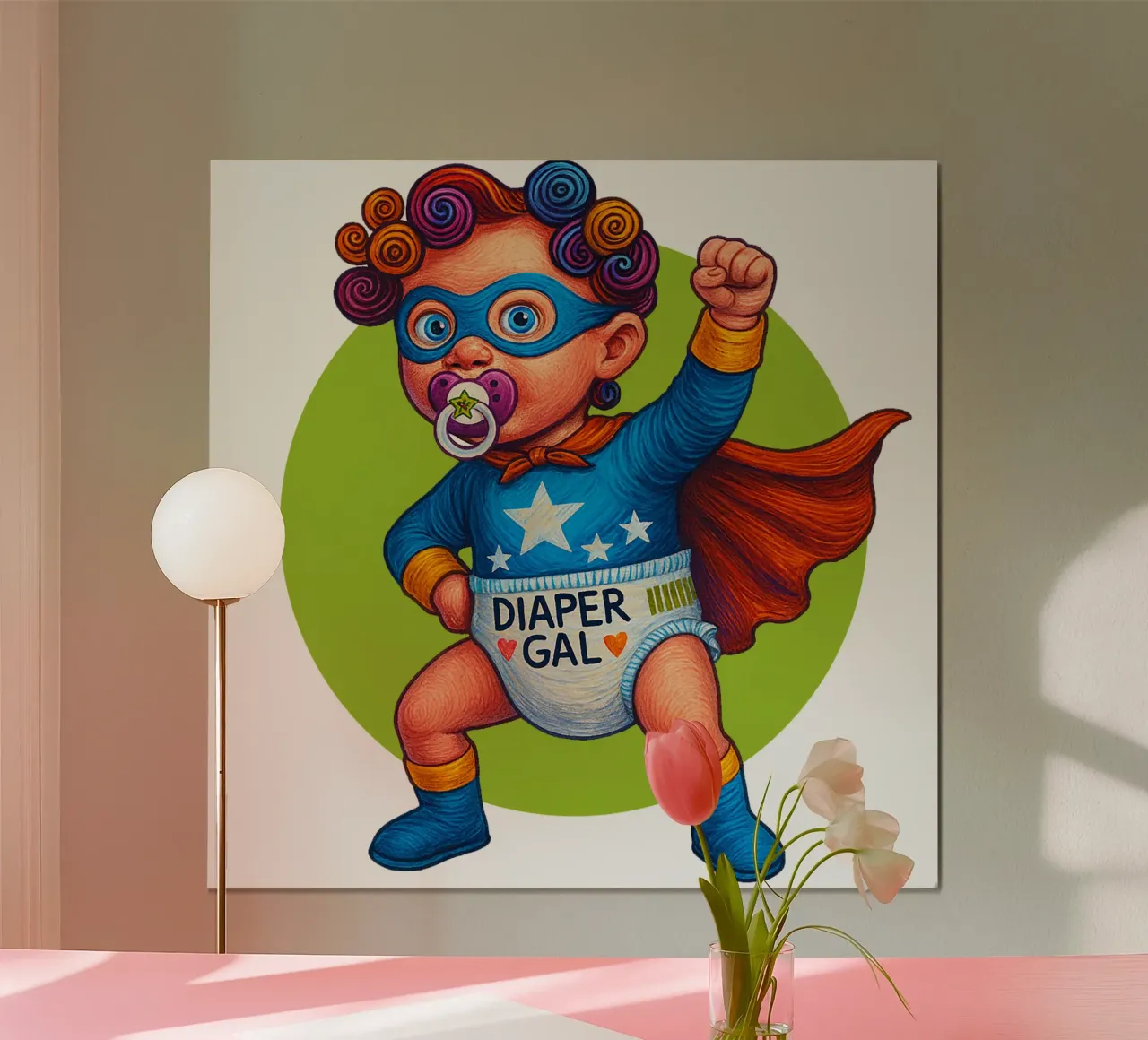 DIAPER GAL poster con telaio in alluminio da Vintage Van Gogh