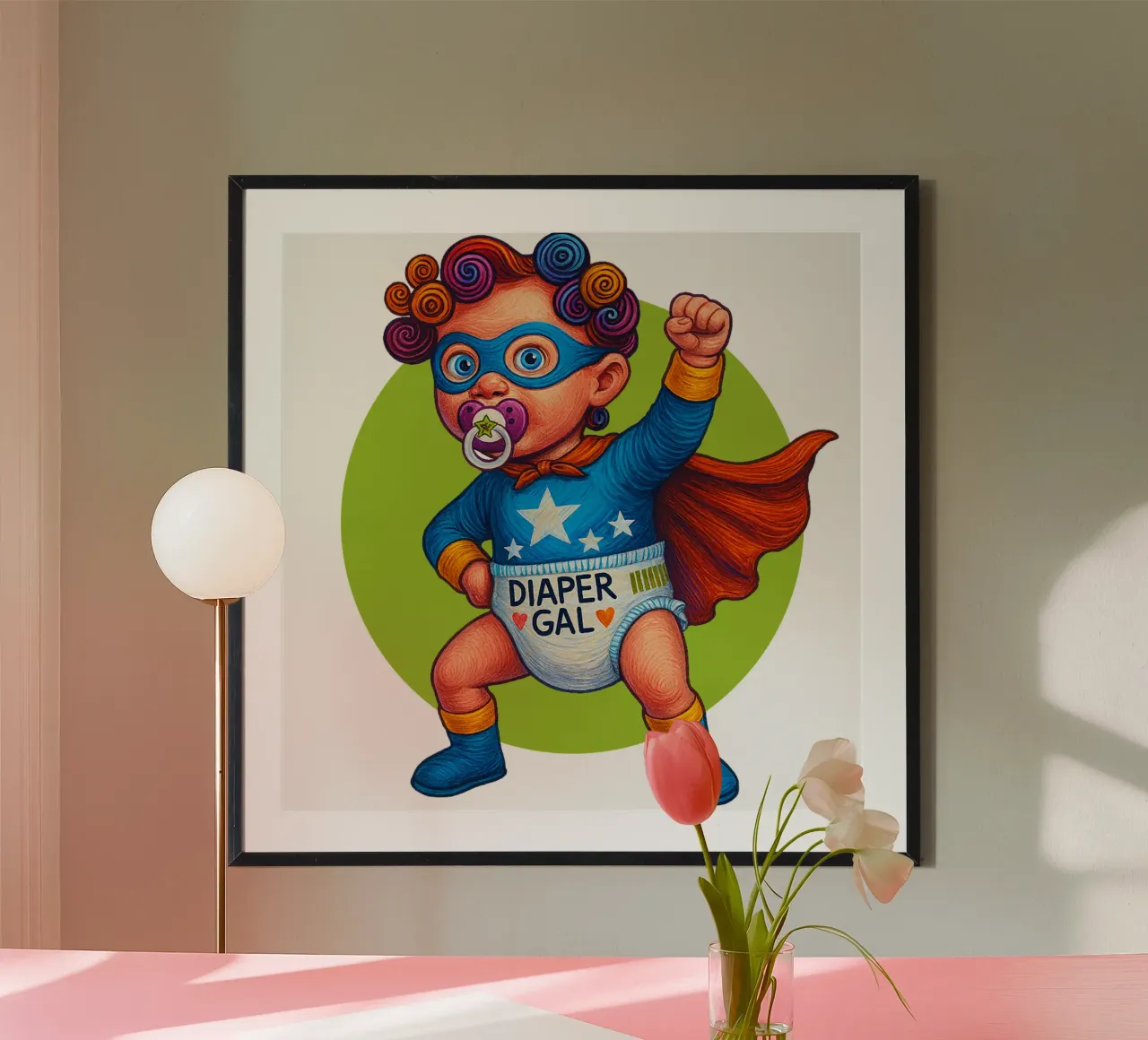 DIAPER GAL poster con telaio in alluminio da Vintage Van Gogh