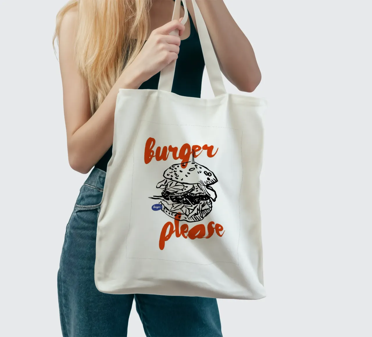 Boho Food 10 Burger Please borsa in juta da Boho Print Collection