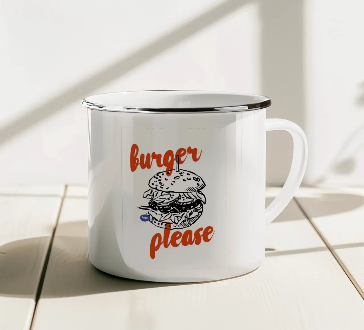 Boho Food 10 Burger Please tazza in smalto da Boho Print Collection