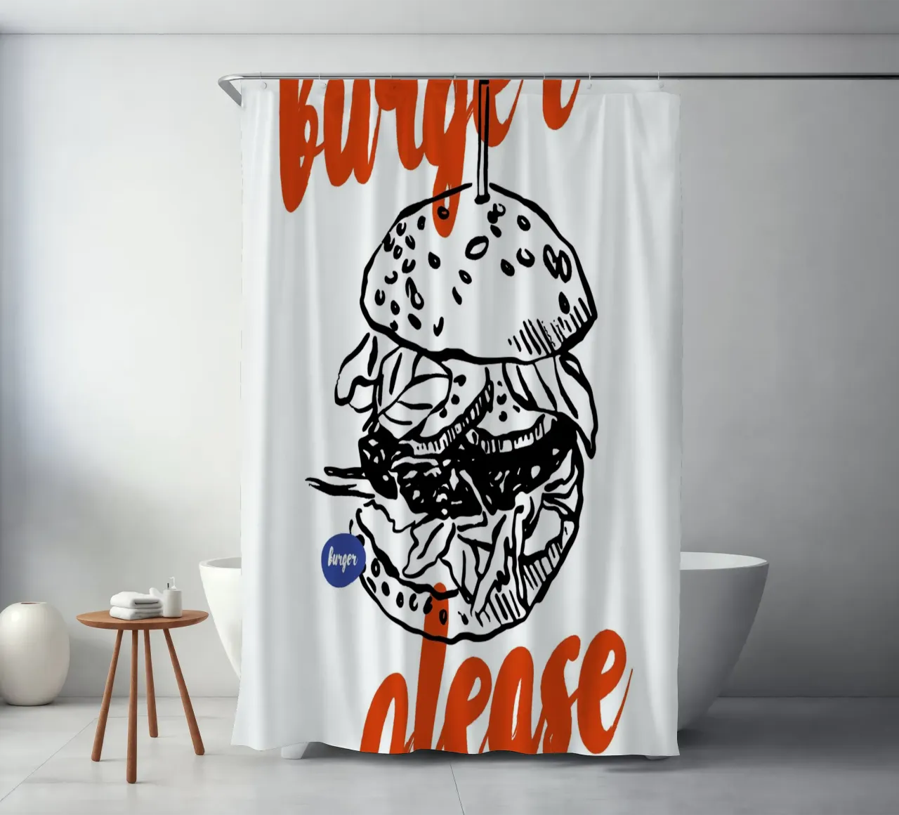 Boho Food 10 Burger Please tenda da doccia da Boho Print Collection
