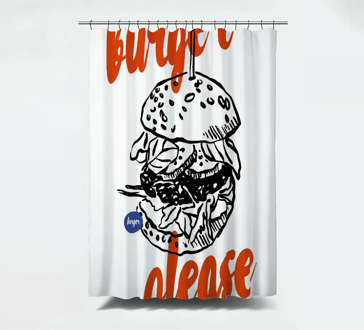 Boho Food 10 Burger Please tenda da doccia da Boho Print Collection