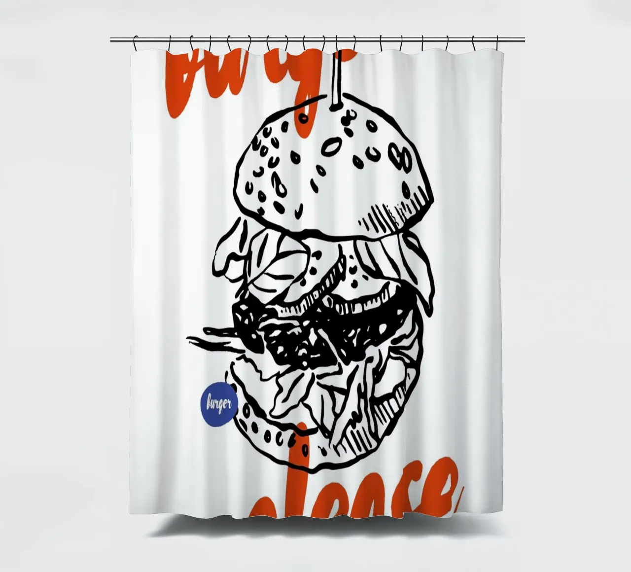 Boho Food 10 Burger Please tenda da doccia da Boho Print Collection