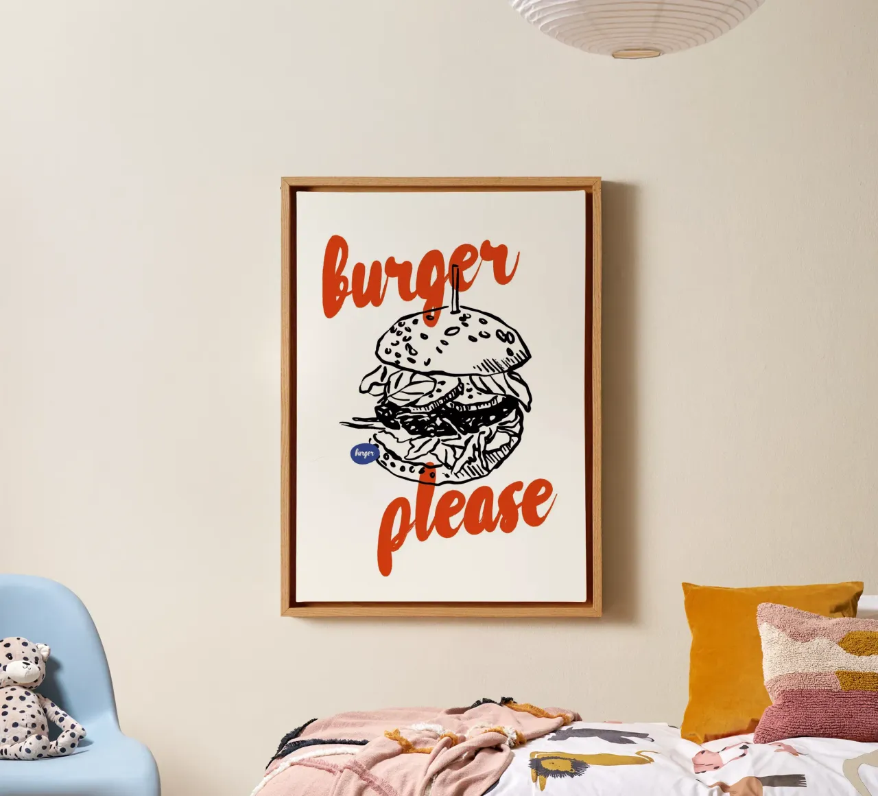 Boho Food 10 Burger Please tela con Cornice a cassetta da Boho Print Collection