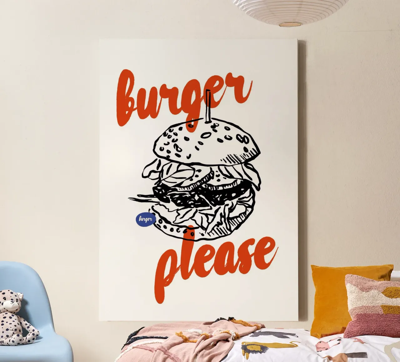 Boho Food 10 Burger Please tela con Cornice a cassetta da Boho Print Collection