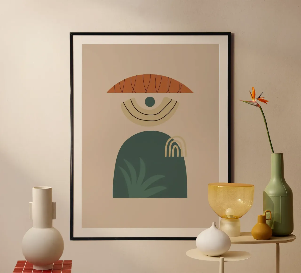 circle shape with balance line poster met aluminium frame van mardaven