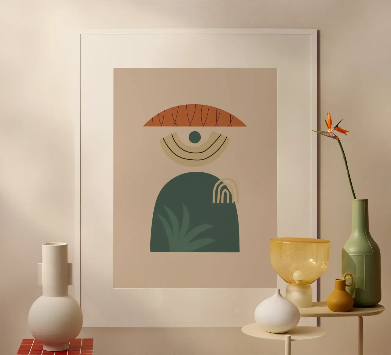 circle shape with balance line poster met aluminium frame van mardaven