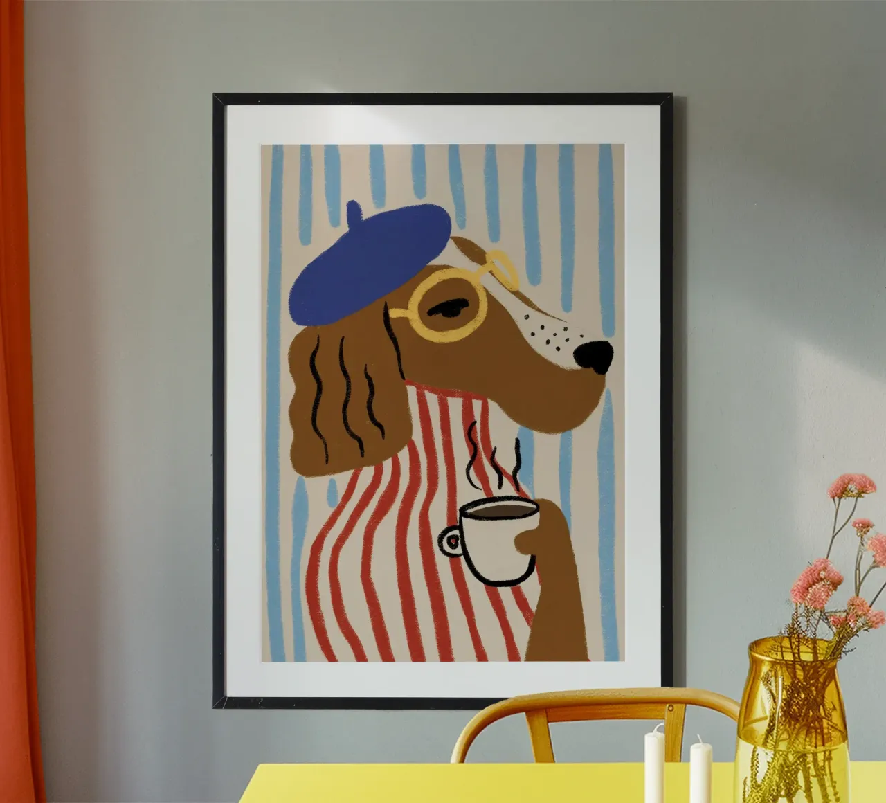 dog with striped shirt in striped background poster da sophiaz