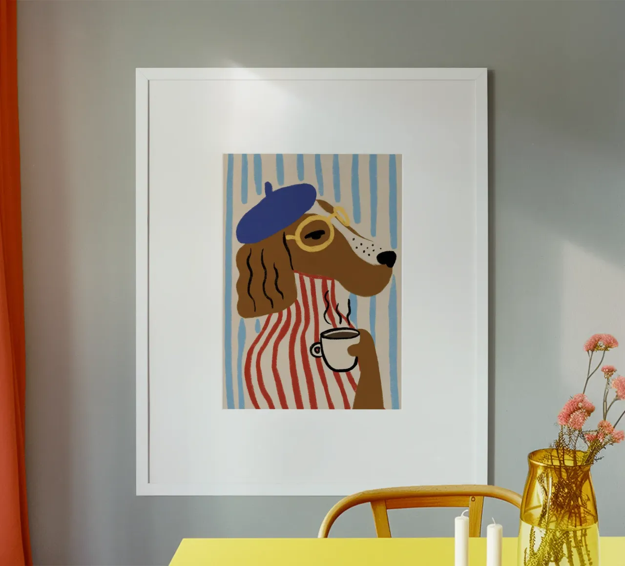 dog with striped shirt in striped background poster da sophiaz