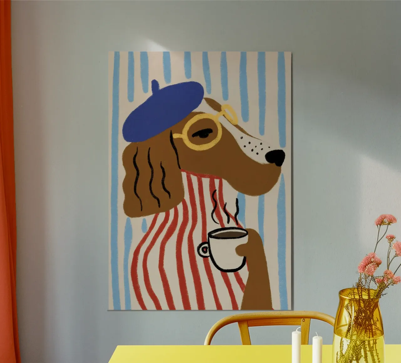 dog with striped shirt in striped background poster da sophiaz