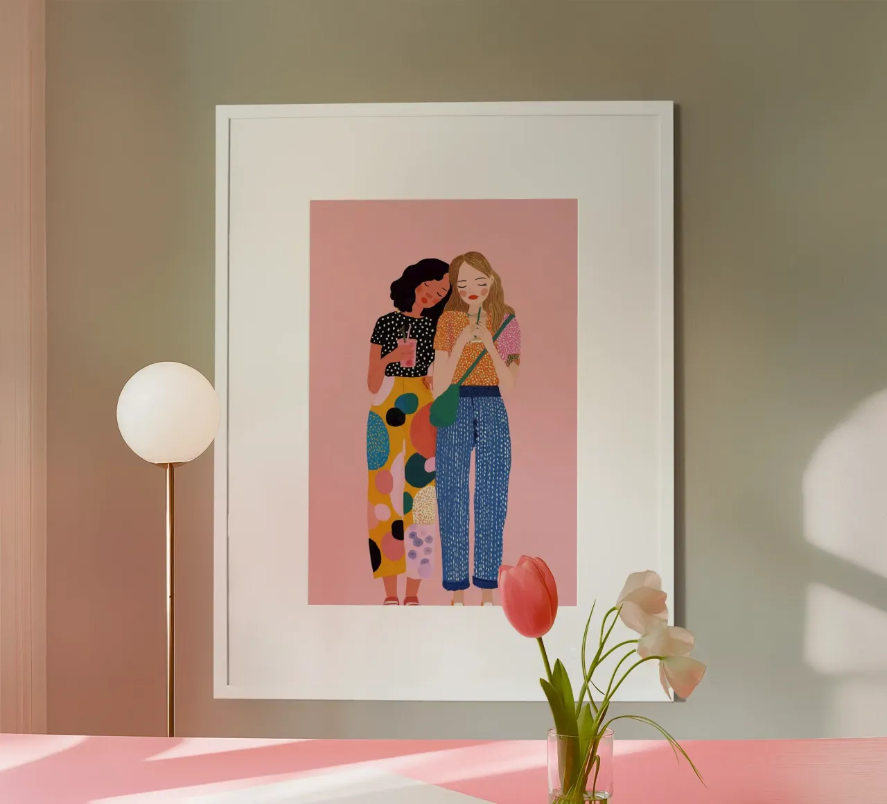 friend girl with color clothes poster con telaio in alluminio da mardaven