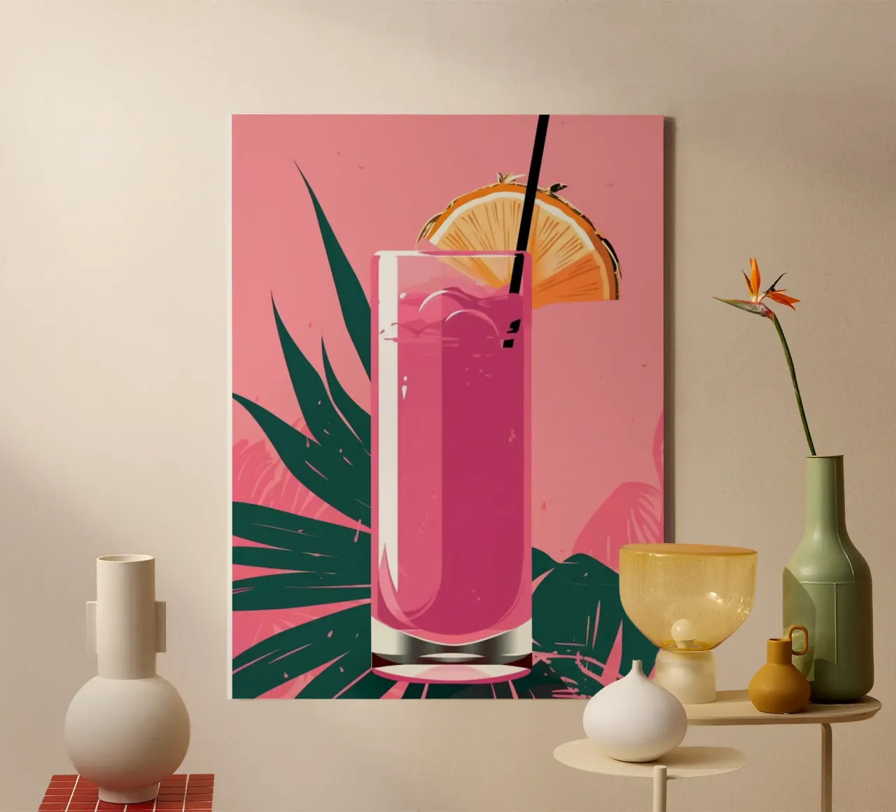 pink juice with piece lemon Leinwand mit Schattenfugenrahmen von mardaven