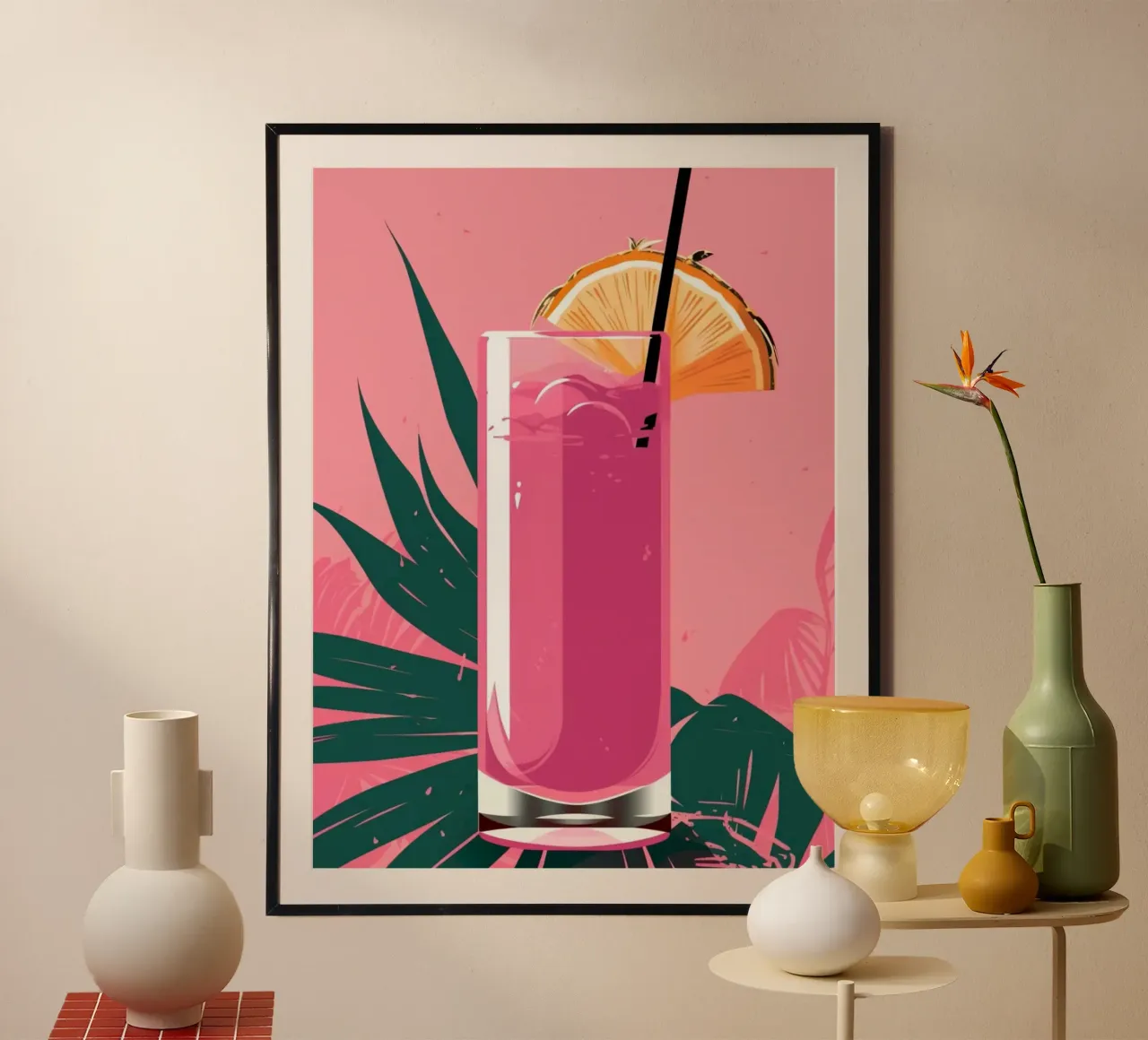 pink juice with piece lemon poster da mardaven