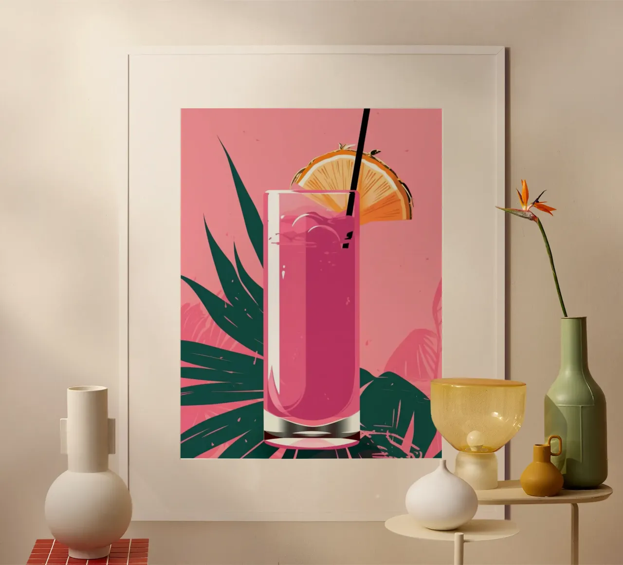 pink juice with piece lemon poster da mardaven