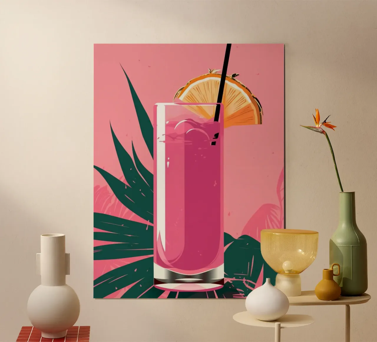 pink juice with piece lemon poster da mardaven
