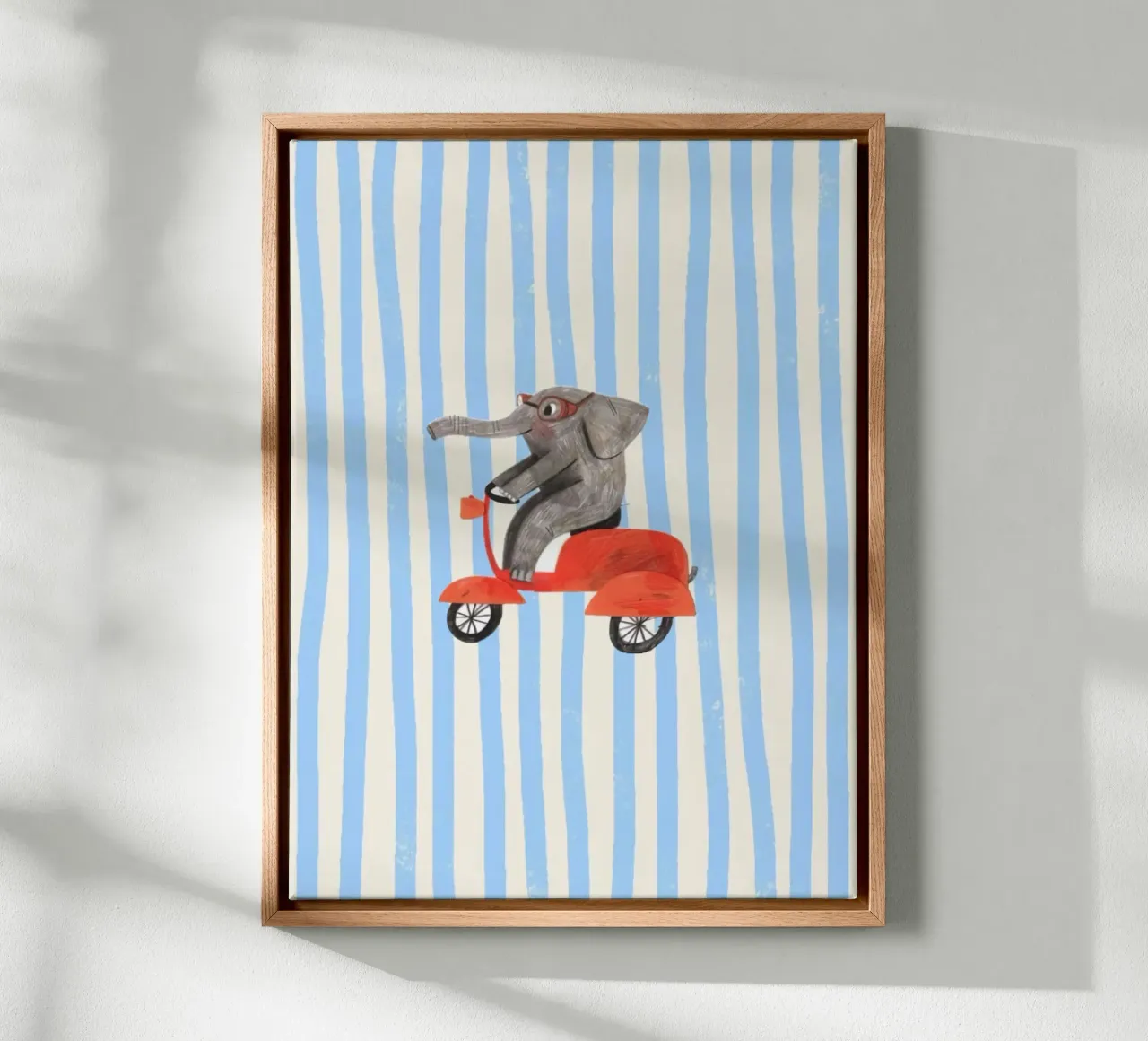 elephant on bike in line background Leinwand mit Schattenfugenrahmen von sophiaz