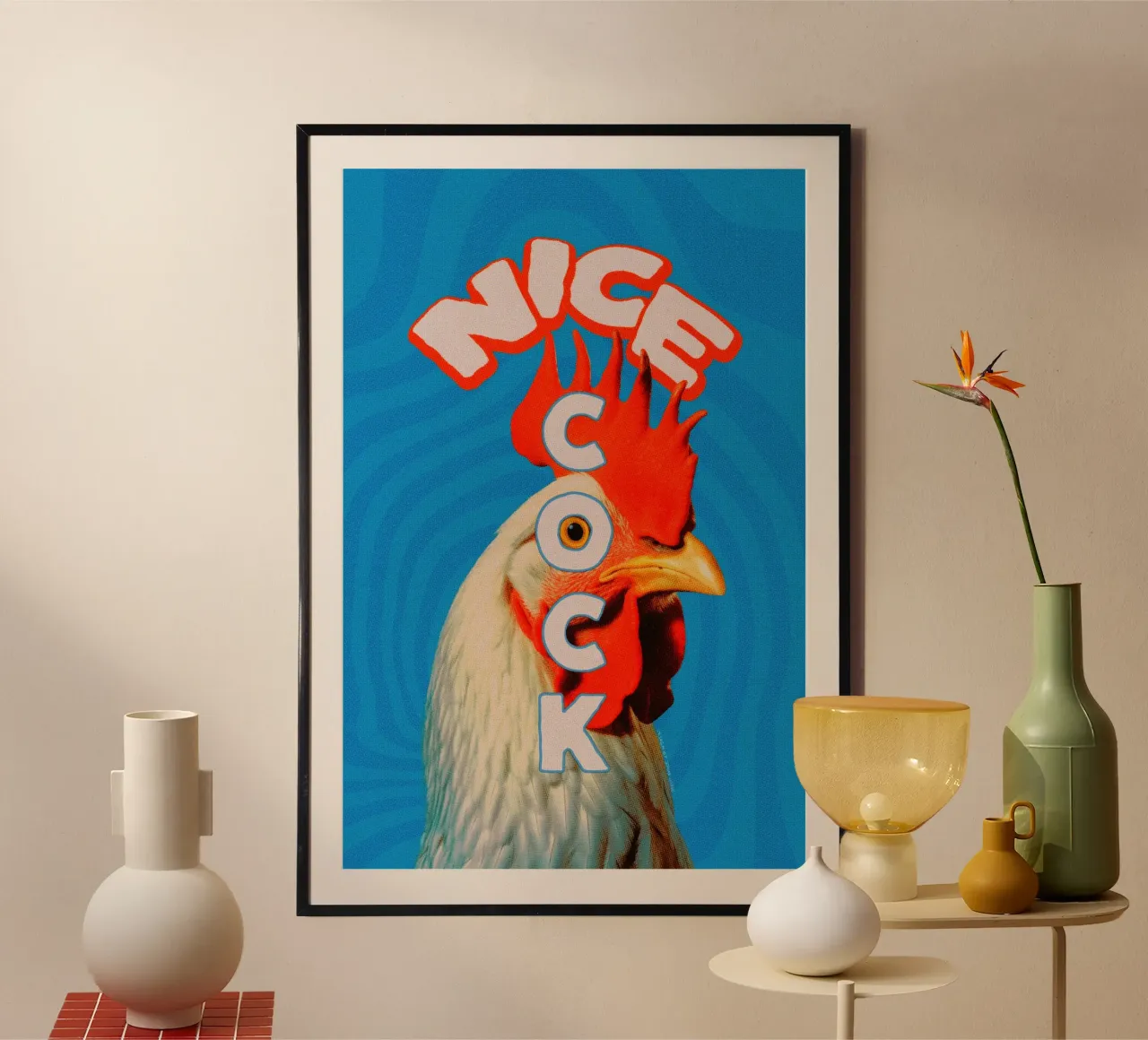 Nice Cock poster con telaio in plastica da Jonas Loose