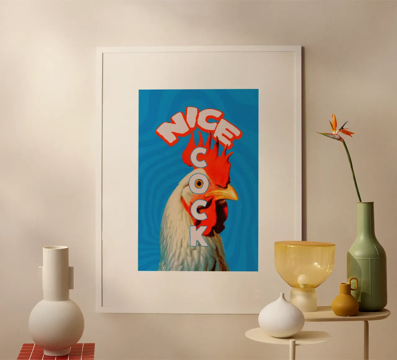 Nice Cock poster con telaio in plastica da Jonas Loose