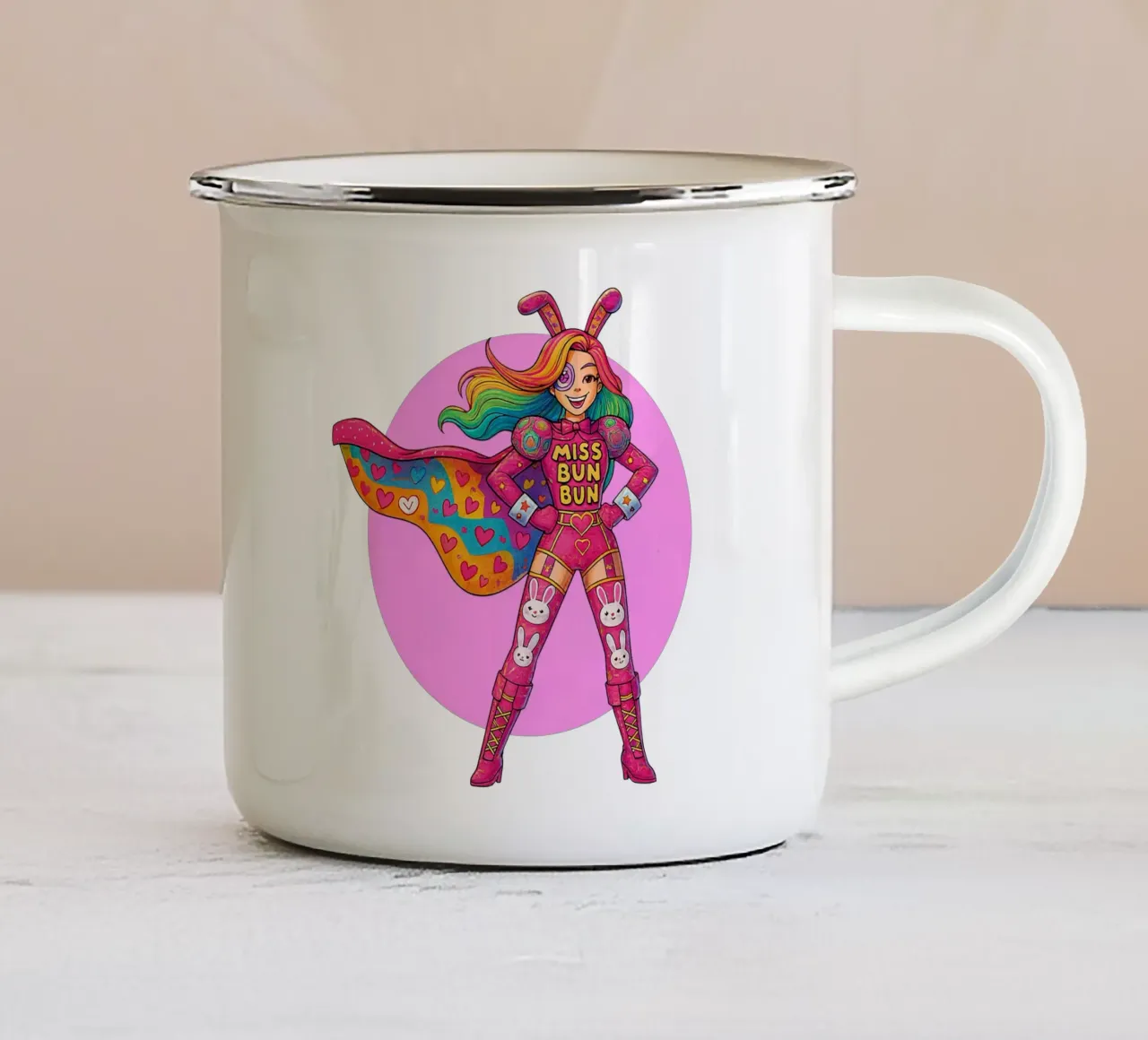 MISS BUN BUN tazza in smalto da Vintage Van Gogh